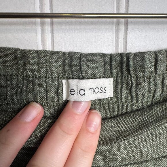 Ella Moss linen blend green wide leg pants elastic waist size 3X A1 - Picture 7 of 9